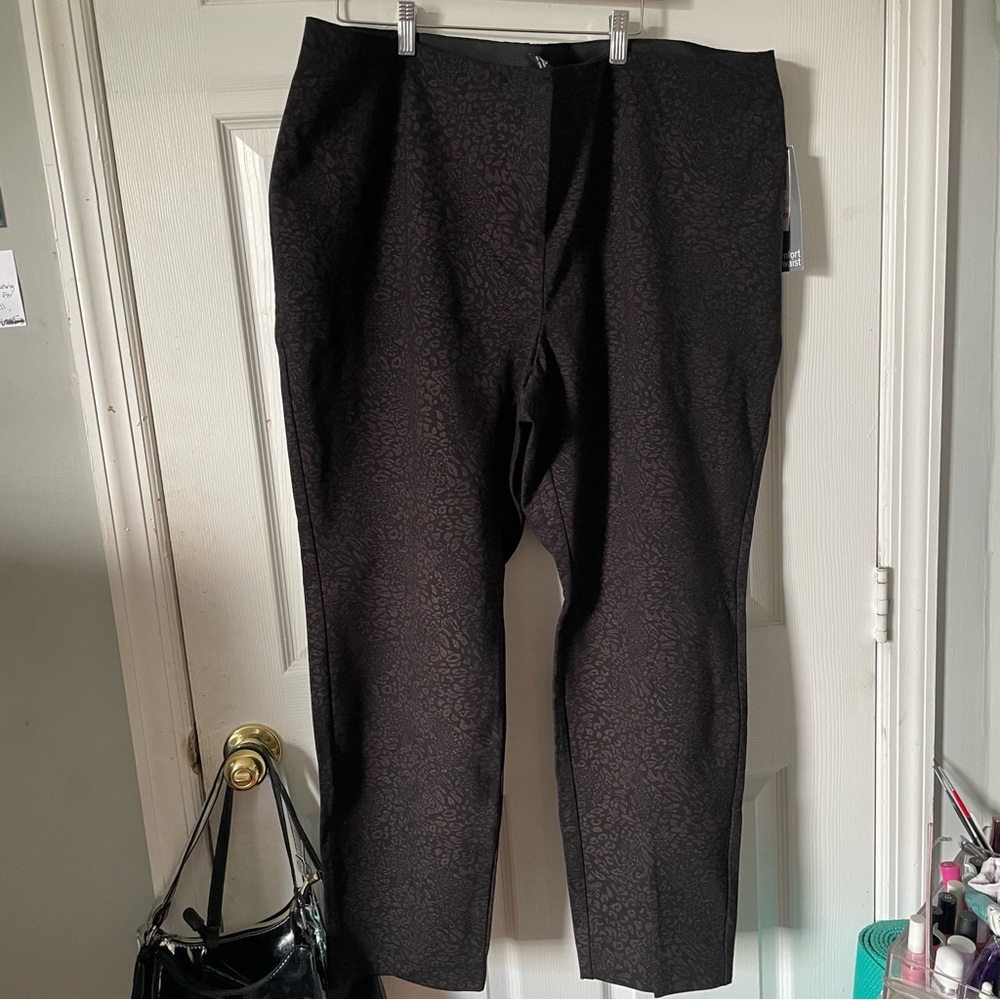 Women's Black Skinny Patterned Ponte Pants